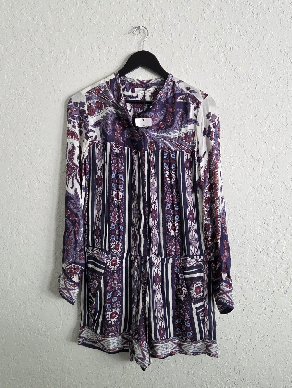 Isabel Marant Etoile Tayler Paisley Playsuit Long Sleeve Lightweight Romper - Picture 2 of 11